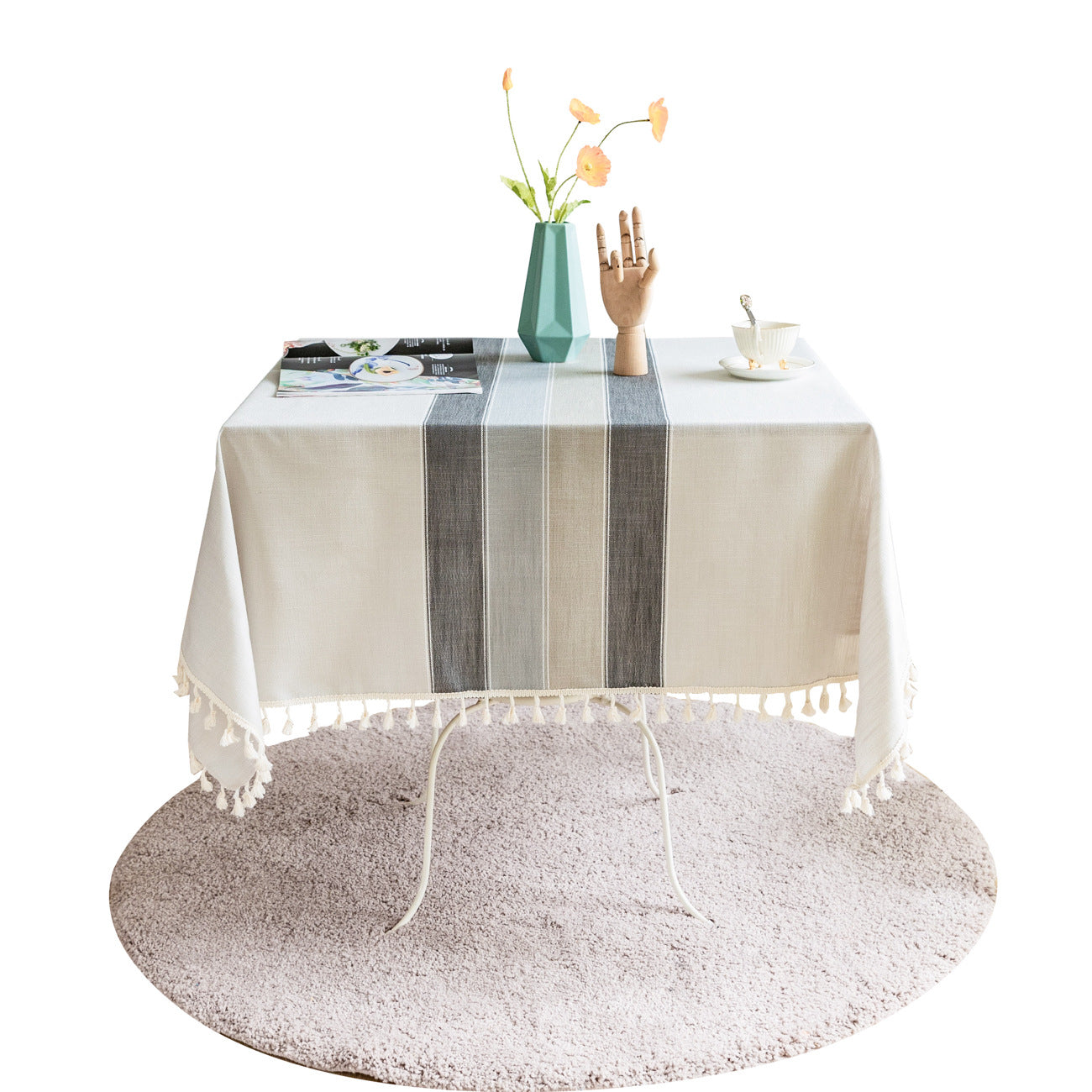 New Cotton And Linen Tassel Table Flag hick Tablecloth Cotton Linen Table Linens Tablecloths - Image 5