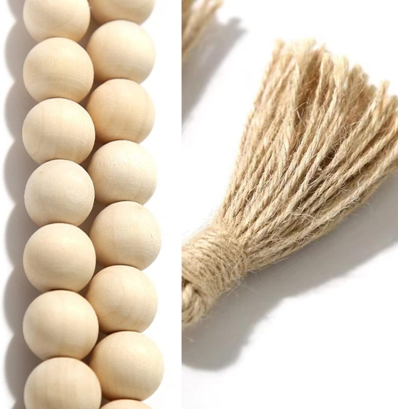 Boho Decor Wood Beads Garland, 58 Inch Wooden Beads for Farmhouse Home Decor with Tassels - Image 9