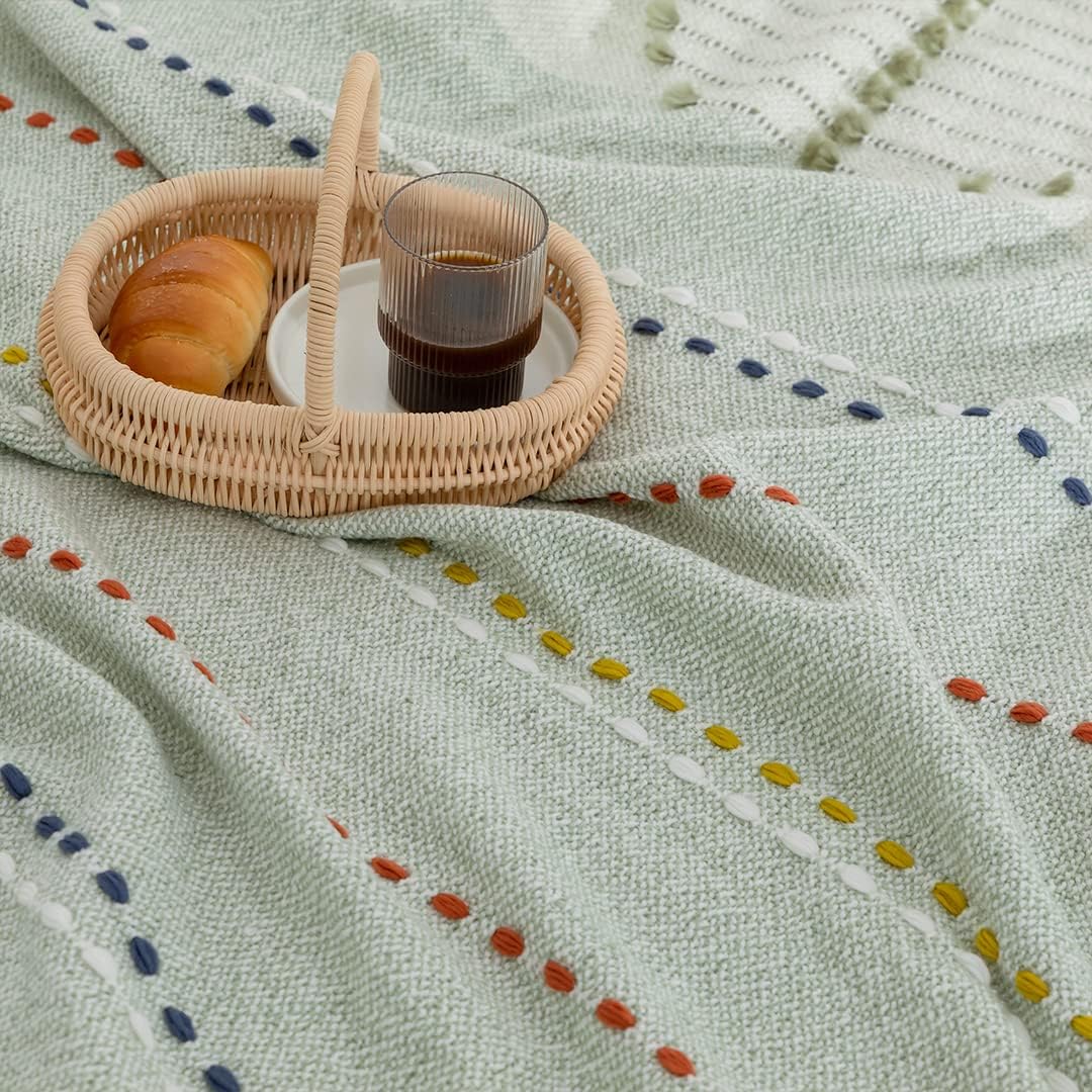 Boho Throw Blanket, Bohemian Colorful Striped Blanket with Tassels Decorative Woven Textured, Soft Cozy Lightweight Blanket 50x60 - Image 33