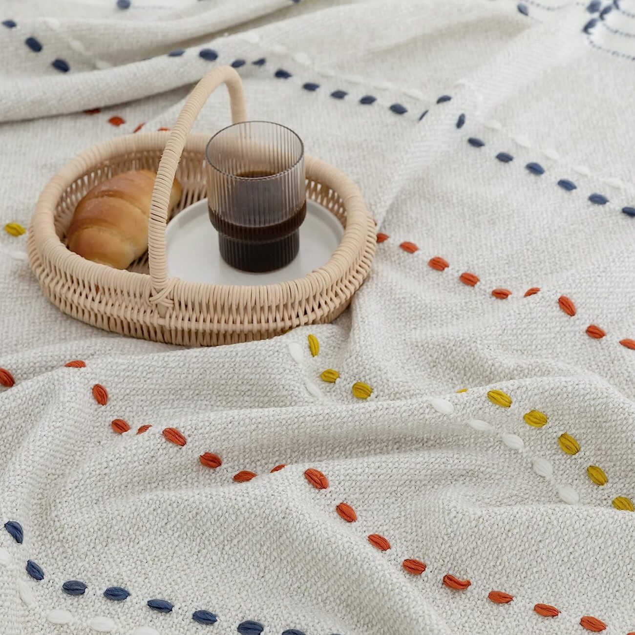 Boho Throw Blanket, Bohemian Colorful Striped Blanket with Tassels Decorative Woven Textured, Soft Cozy Lightweight Blanket 50x60 - Image 4