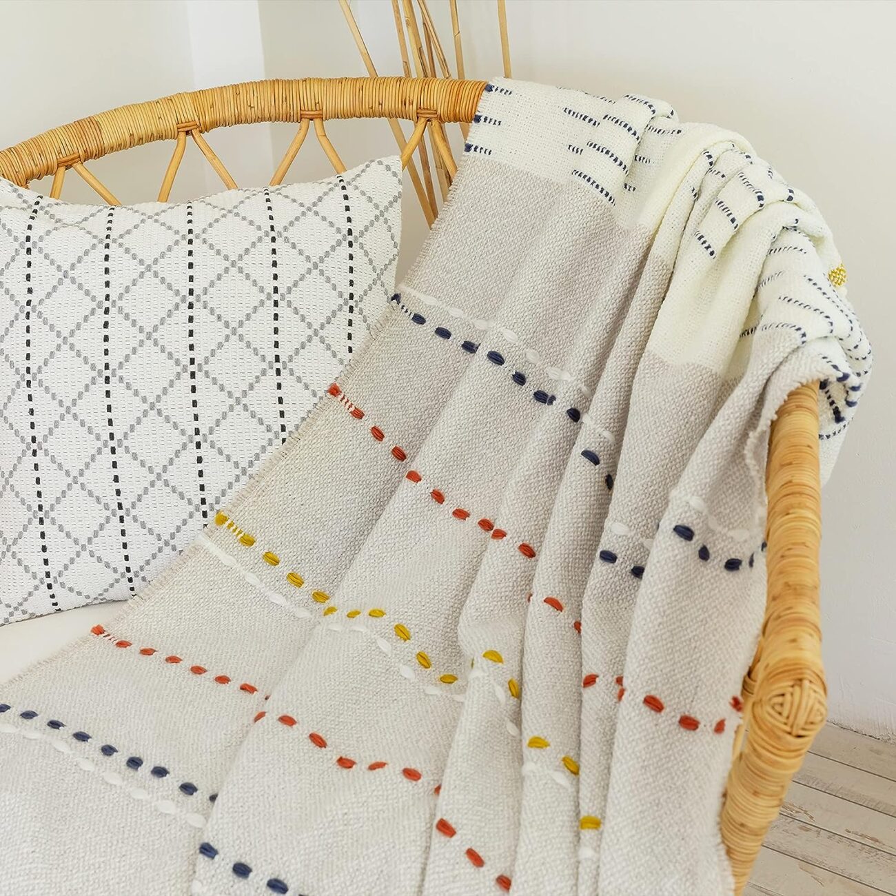 Boho Throw Blanket, Bohemian Colorful Striped Blanket with Tassels Decorative Woven Textured, Soft Cozy Lightweight Blanket 50x60 - Image 14