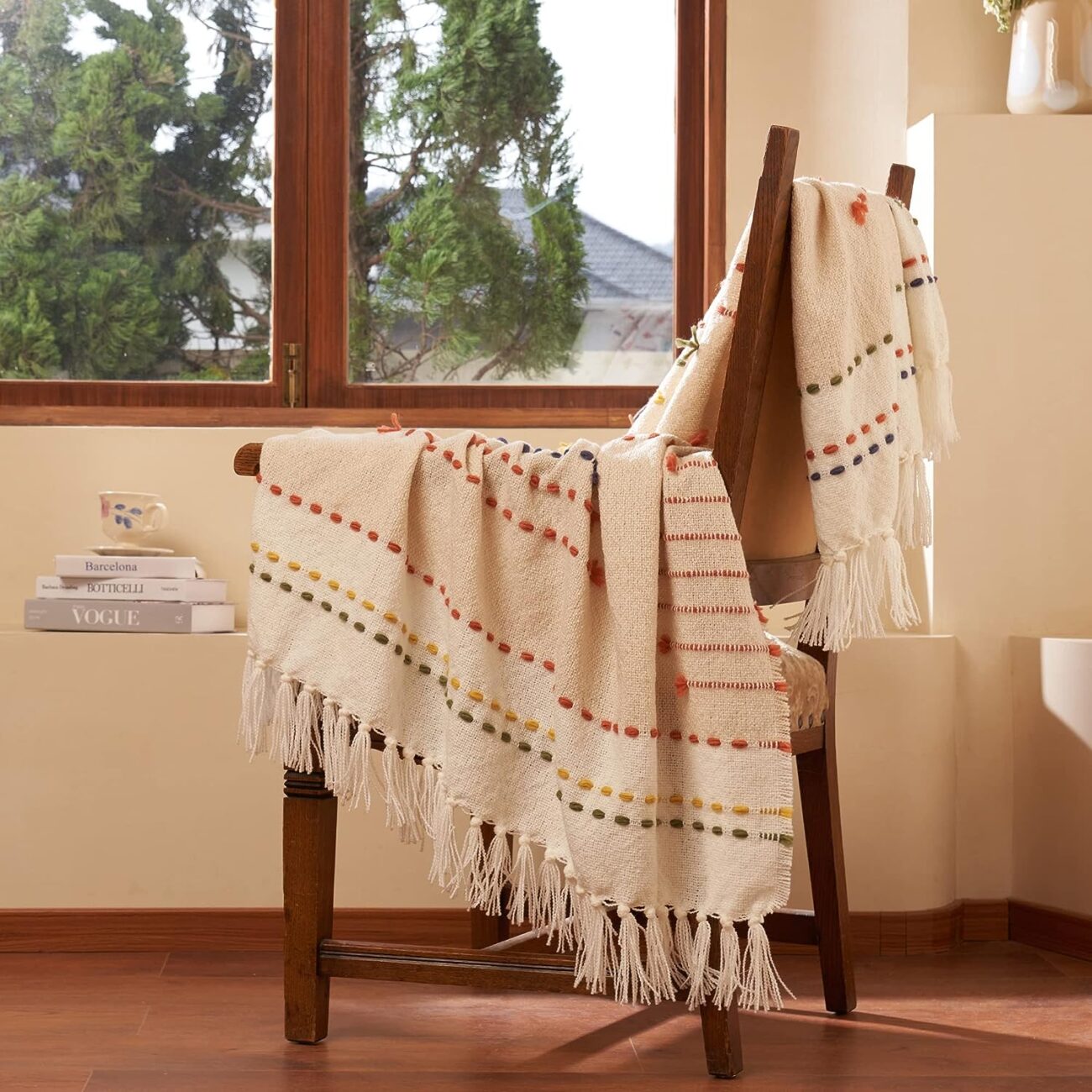 Boho Throw Blanket, Bohemian Colorful Striped Blanket with Tassels Decorative Woven Textured, Soft Cozy Lightweight Blanket 50x60 - Image 22