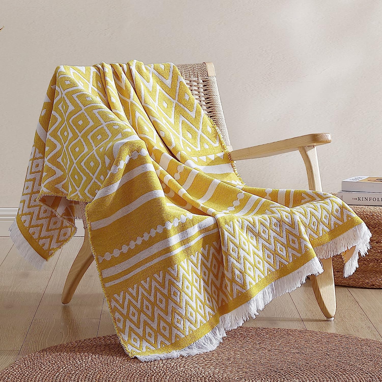 Boho Throw Blanket, Bohemian Colorful Striped Blanket with Tassels Decorative Woven Textured, Soft Cozy Lightweight Blanket 50x60 - Image 46