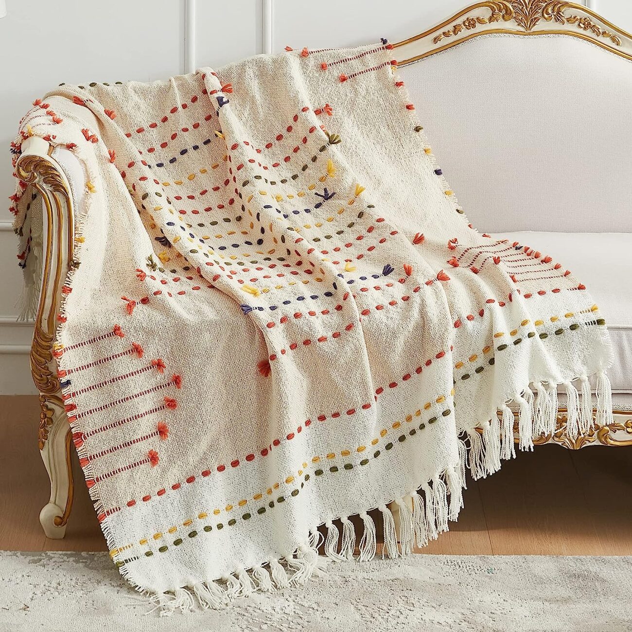 Boho Throw Blanket, Bohemian Colorful Striped Blanket with Tassels Decorative Woven Textured, Soft Cozy Lightweight Blanket 50x60 - Image 16