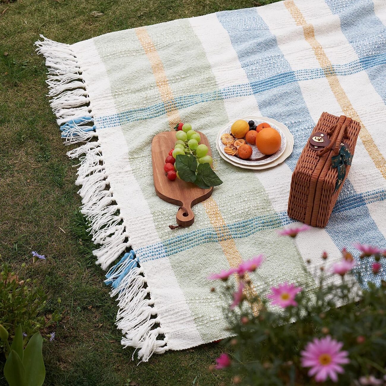 Boho Throw Blanket, Bohemian Colorful Striped Blanket with Tassels Decorative Woven Textured, Soft Cozy Lightweight Blanket 50x60 - Image 7
