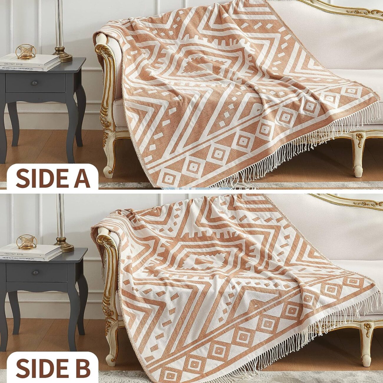 Boho Throw Blanket, Bohemian Colorful Striped Blanket with Tassels Decorative Woven Textured, Soft Cozy Lightweight Blanket 50x60 - Image 41
