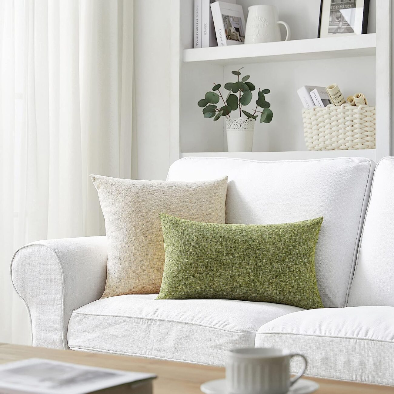 Set of 2 Pillow Covers 18 x 18 Inch Farmhouse Boho Decorative Throw Pillow Covers Linen Cushion Covers - Image 5