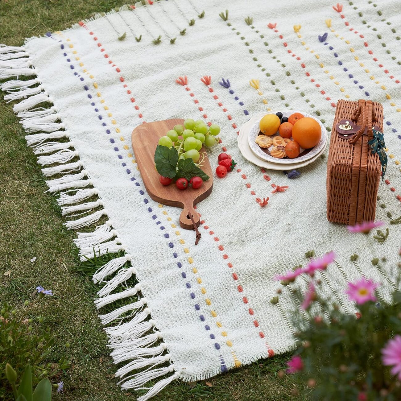 Boho Throw Blanket, Bohemian Colorful Striped Blanket with Tassels Decorative Woven Textured, Soft Cozy Lightweight Blanket 50x60 - Image 27
