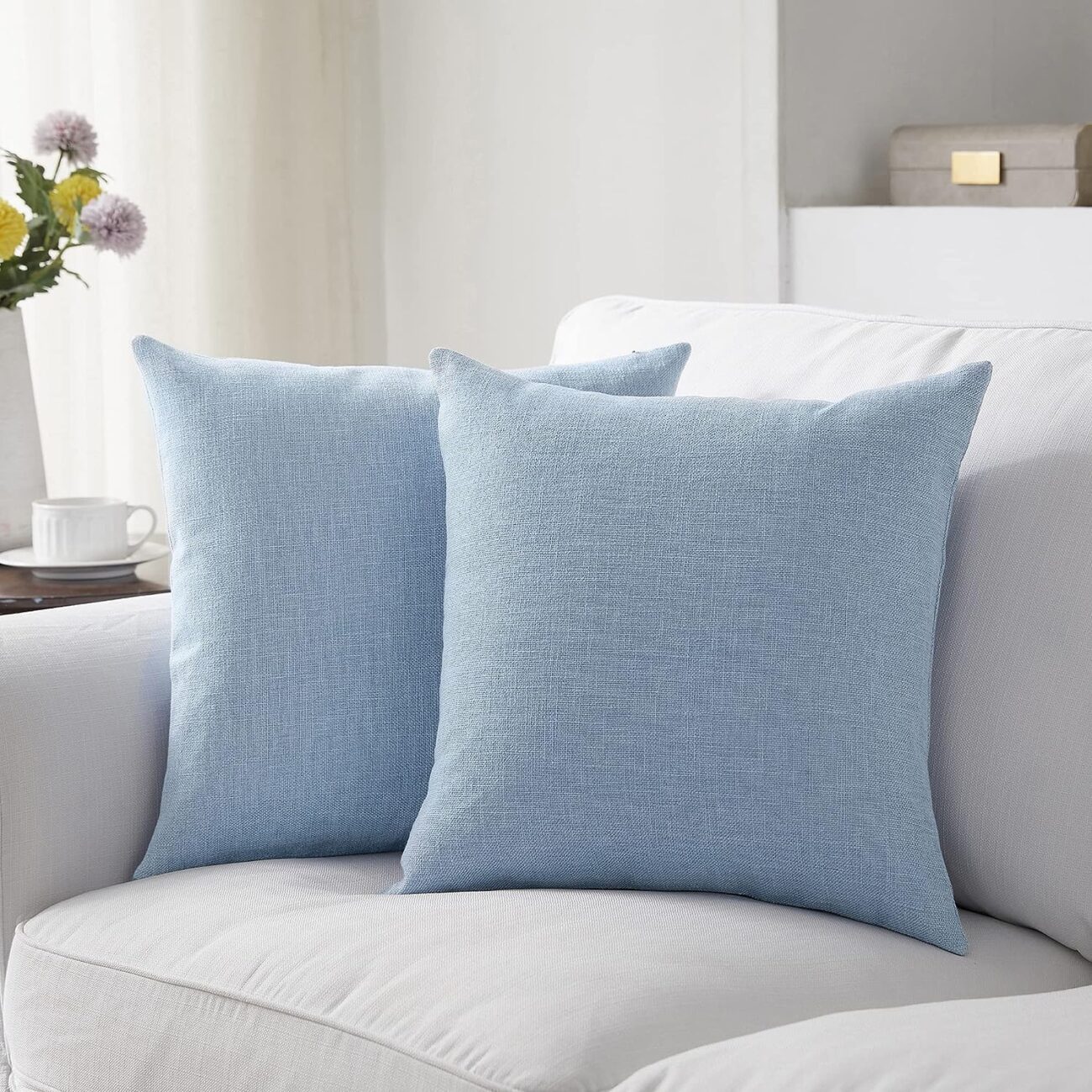 Set of 2 Pillow Covers 18 x 18 Inch Farmhouse Boho Decorative Throw Pillow Covers Linen Cushion Covers - Image 38