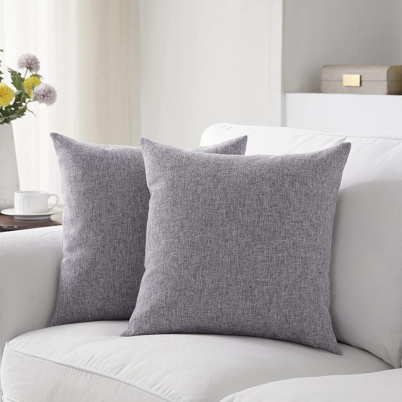 Set of 2 Pillow Covers 18 x 18 Inch Farmhouse Boho Decorative Throw Pillow Covers Linen Cushion Covers - Image 27