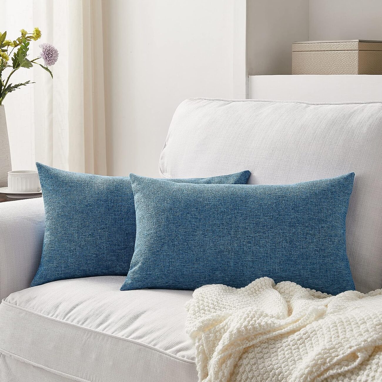 Set of 2 Pillow Covers 18 x 18 Inch Farmhouse Boho Decorative Throw Pillow Covers Linen Cushion Covers - Image 17