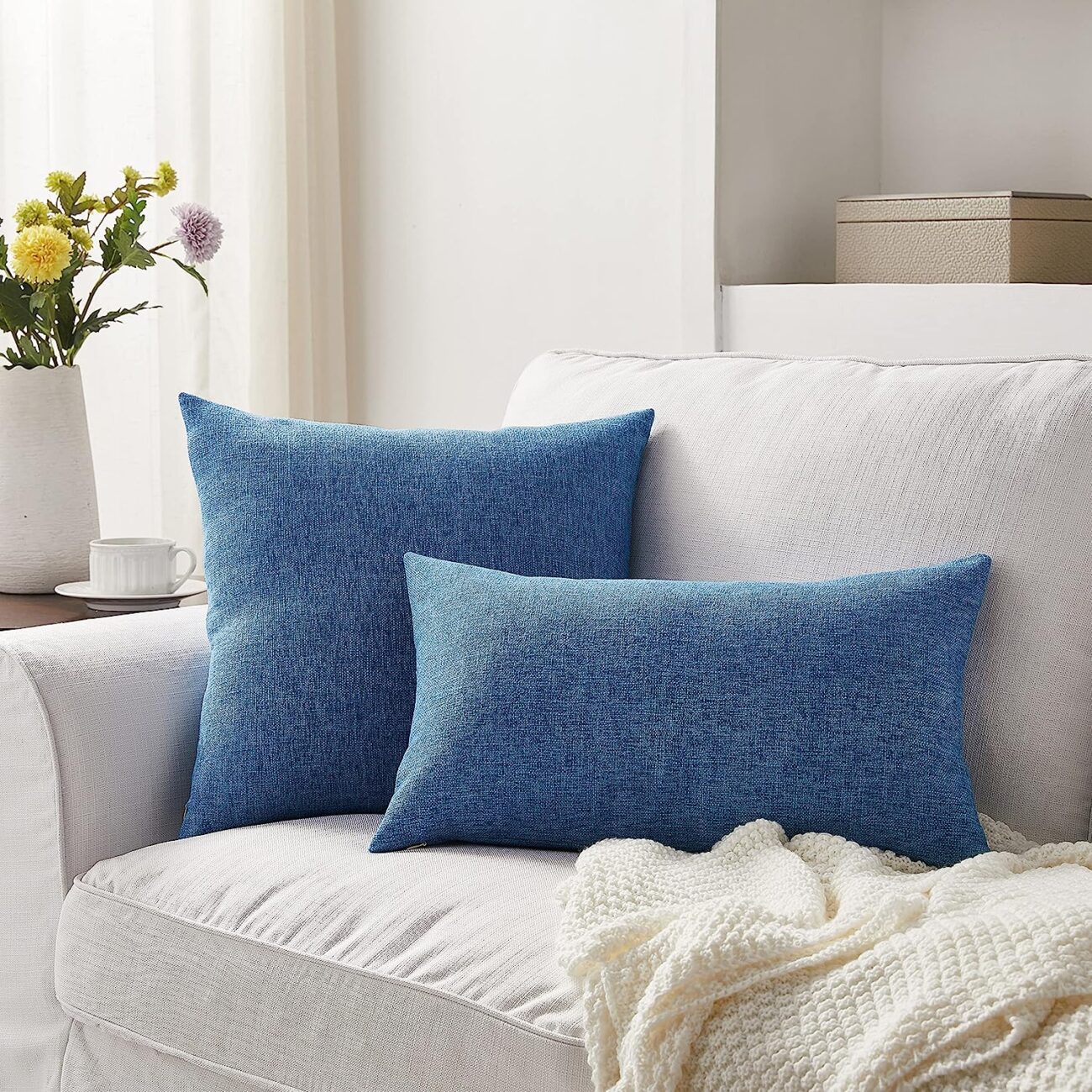 Set of 2 Pillow Covers 18 x 18 Inch Farmhouse Boho Decorative Throw Pillow Covers Linen Cushion Covers - Image 18