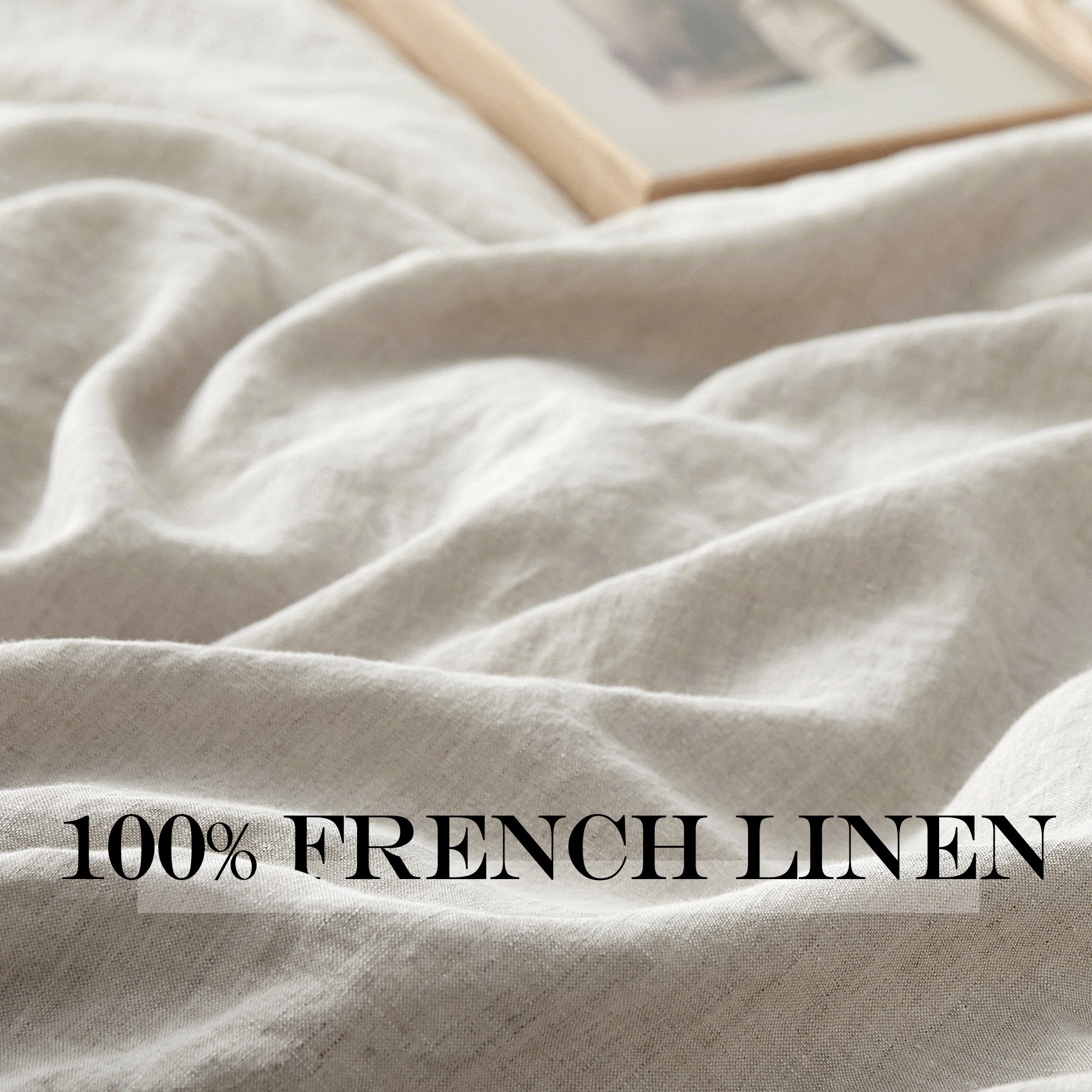 Bedding Duvet Cover Set Linen - 100% French Flax Washed Comforter Cover Set of 3 ,Queen & King, Natural & white - Image 3