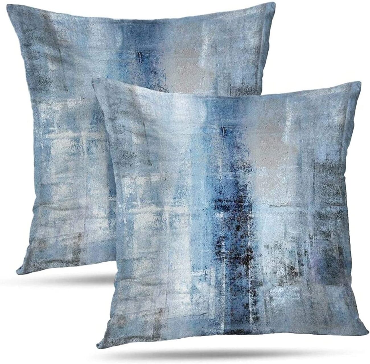 Blue and Grey Abstract Art Artwork Pillow Cover, Gallery Modern Decorative Throw Pillows