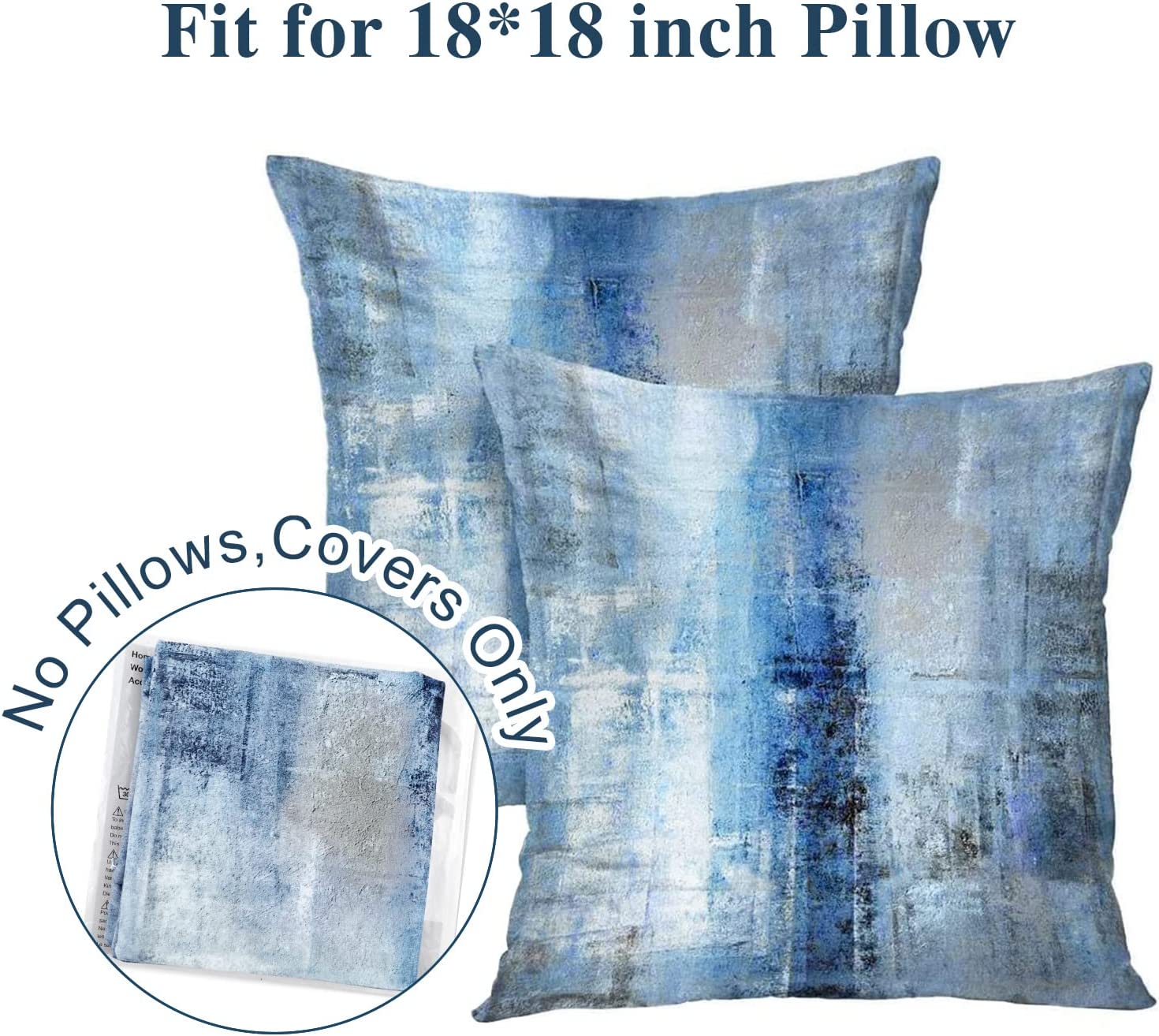 Blue and Grey Abstract Art Artwork Pillow Cover, Gallery Modern Decorative Throw Pillows - Image 6
