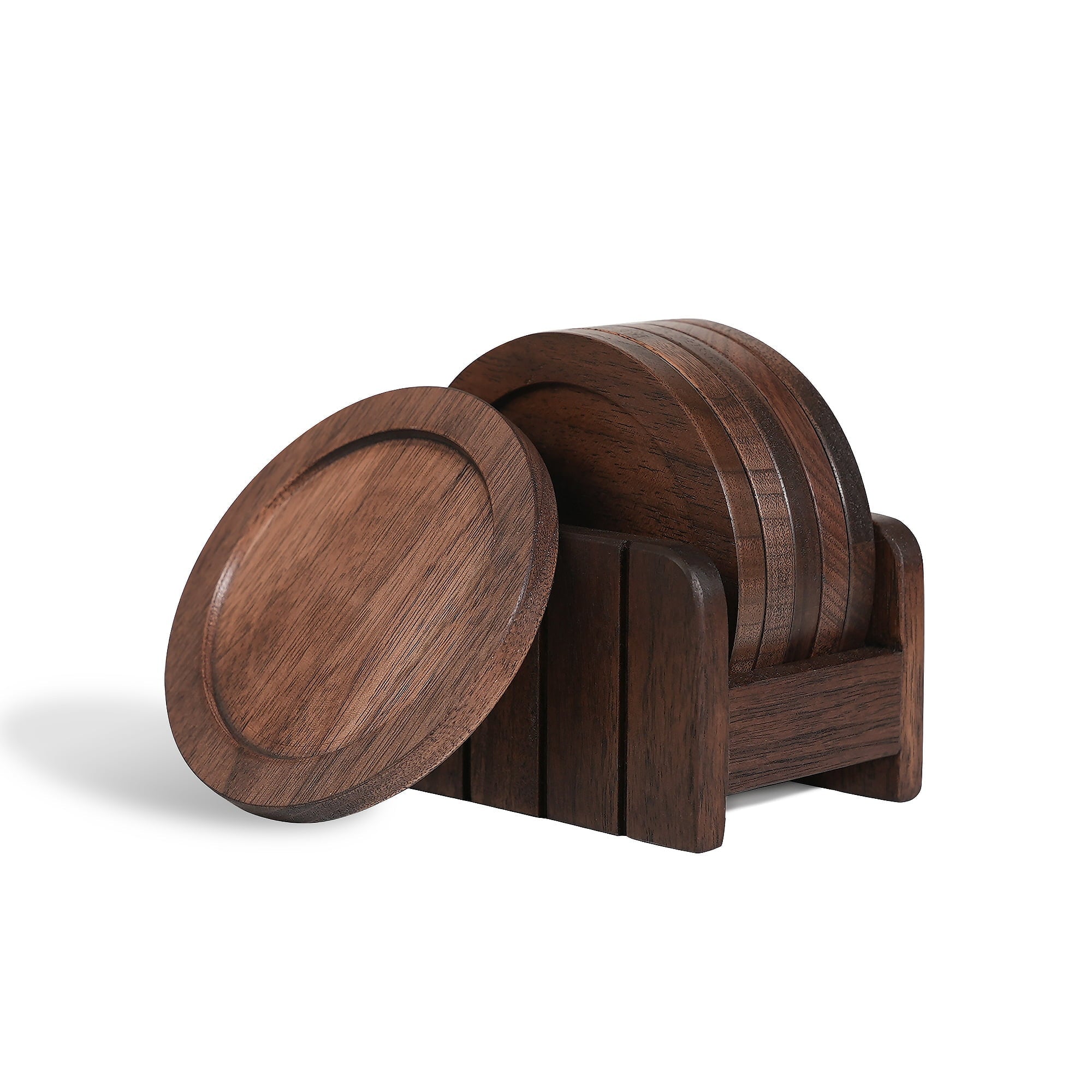 CONSDAN Cup Coasters, USA Grown Hardwood, Wooden Cup Coasters Set, 6 Pcs a set