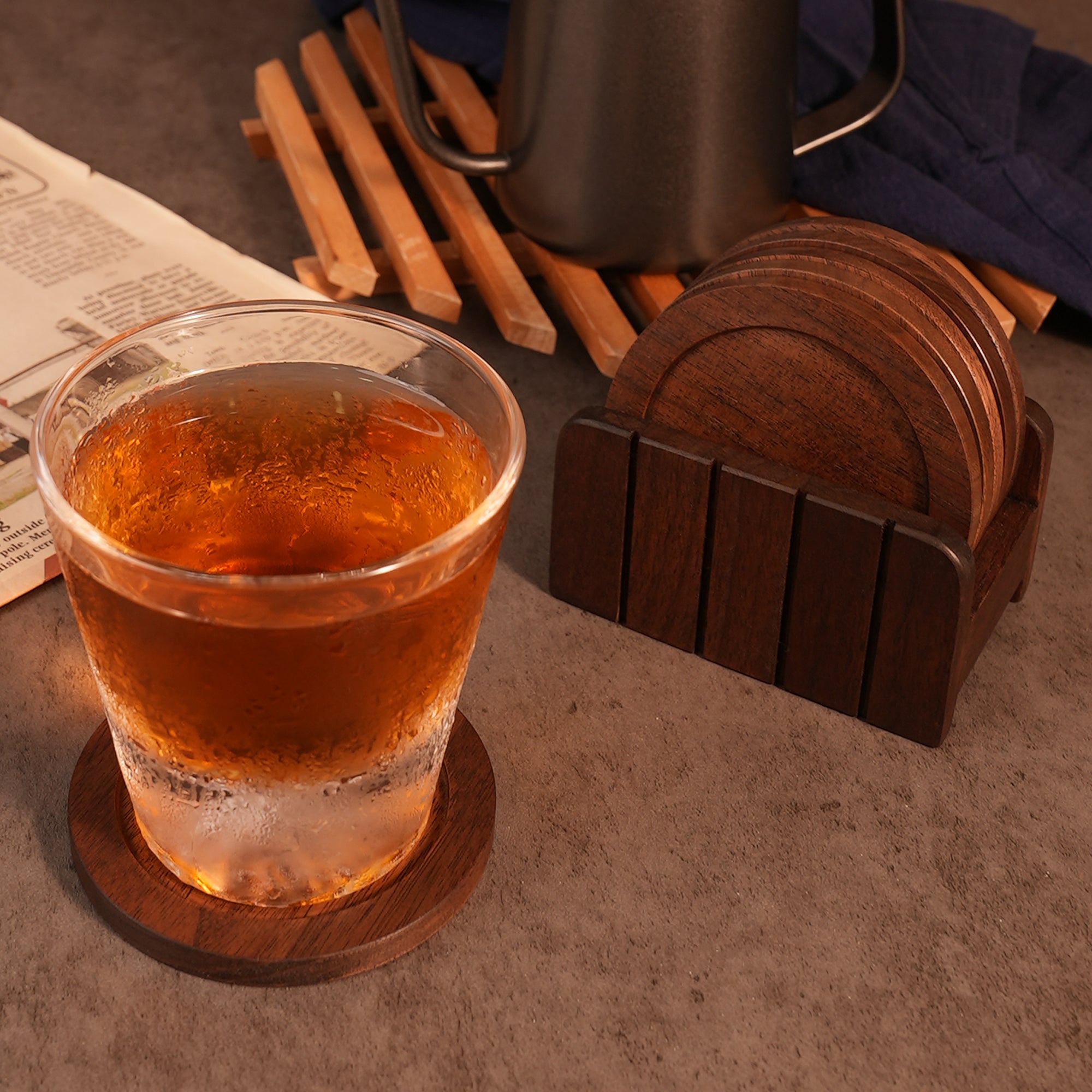CONSDAN Cup Coasters, USA Grown Hardwood, Wooden Cup Coasters Set, 6 Pcs a set - Image 7