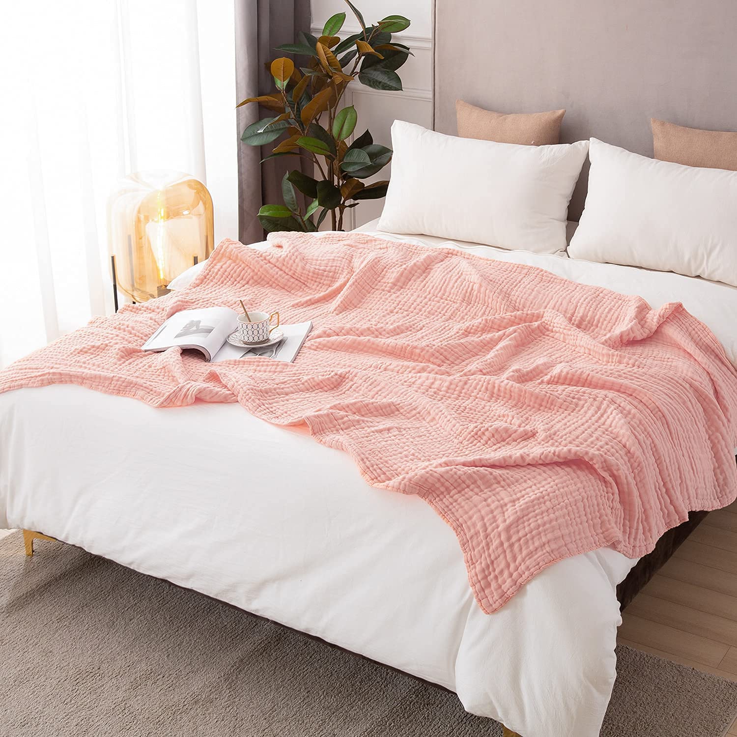 Cotton Blanket Soft Muslin Throw Blanket for Couch Bed 4 & 6 Layers Breathable - Image 3