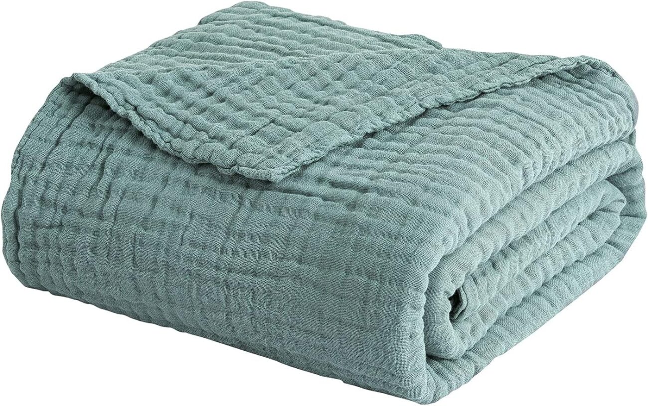 Cotton Blanket Soft Muslin Throw Blanket for Couch Bed 4 & 6 Layers Breathable - Image 53