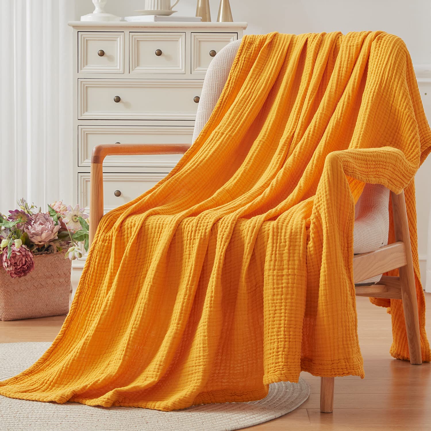 Cotton Blanket Soft Muslin Throw Blanket for Couch Bed 4 & 6 Layers Breathable - Image 8