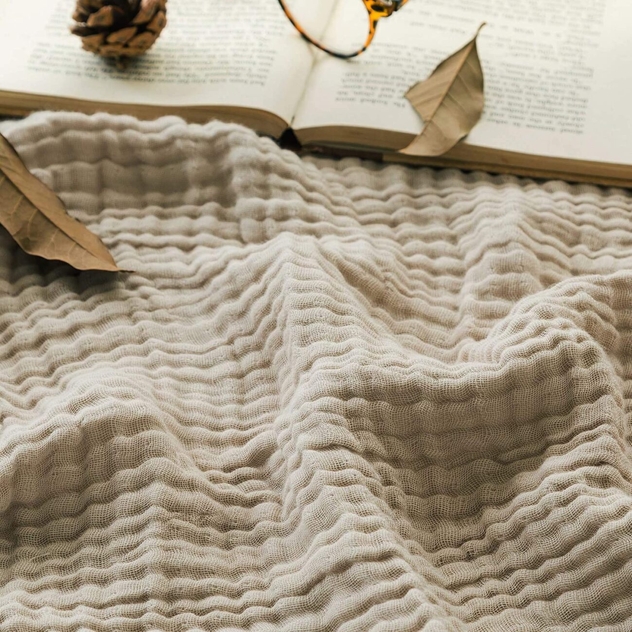 Cotton Blanket Soft Muslin Throw Blanket for Couch Bed 4 & 6 Layers Breathable - Image 51