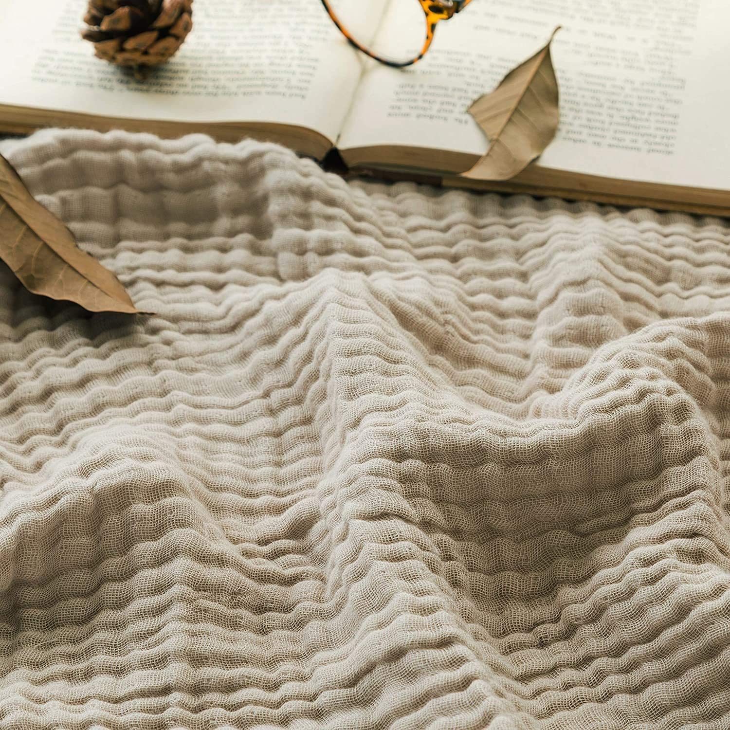 Cotton Blanket Soft Muslin Throw Blanket for Couch Bed 4 & 6 Layers Breathable - Image 51