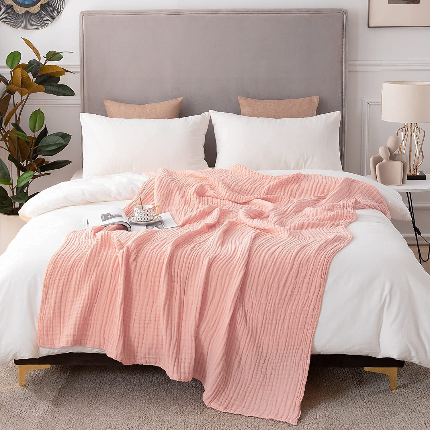 Cotton Blanket Soft Muslin Throw Blanket for Couch Bed 4 & 6 Layers Breathable - Image 5