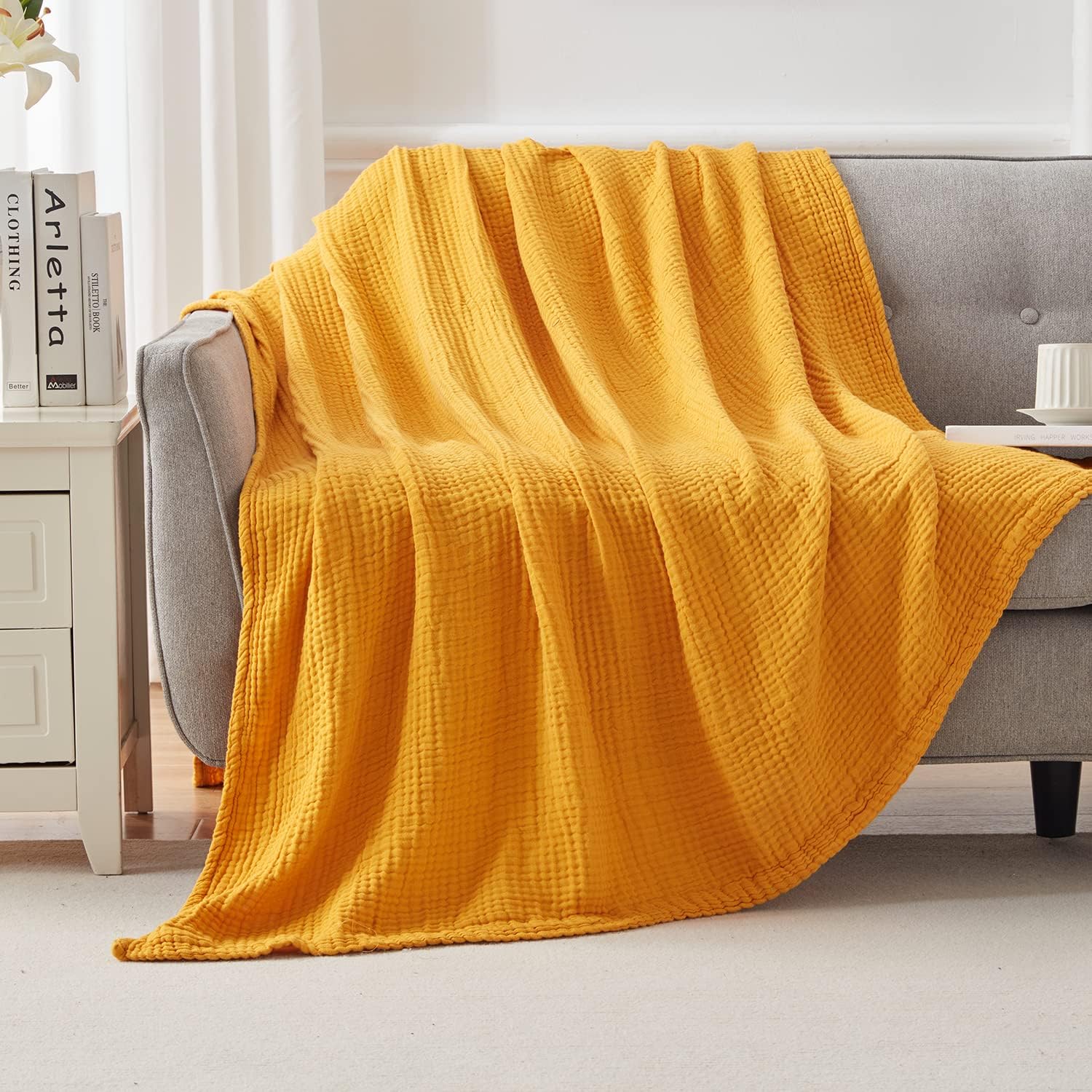 Cotton Blanket Soft Muslin Throw Blanket for Couch Bed 4 & 6 Layers Breathable - Image 9