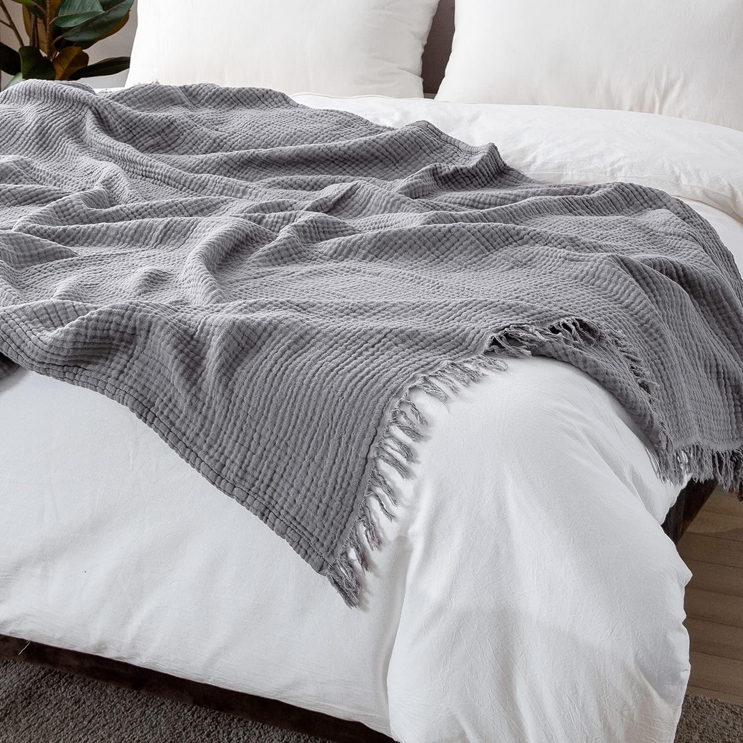 Cotton Blanket Soft Muslin Throw Blanket for Couch Bed 4 & 6 Layers Breathable - Image 16