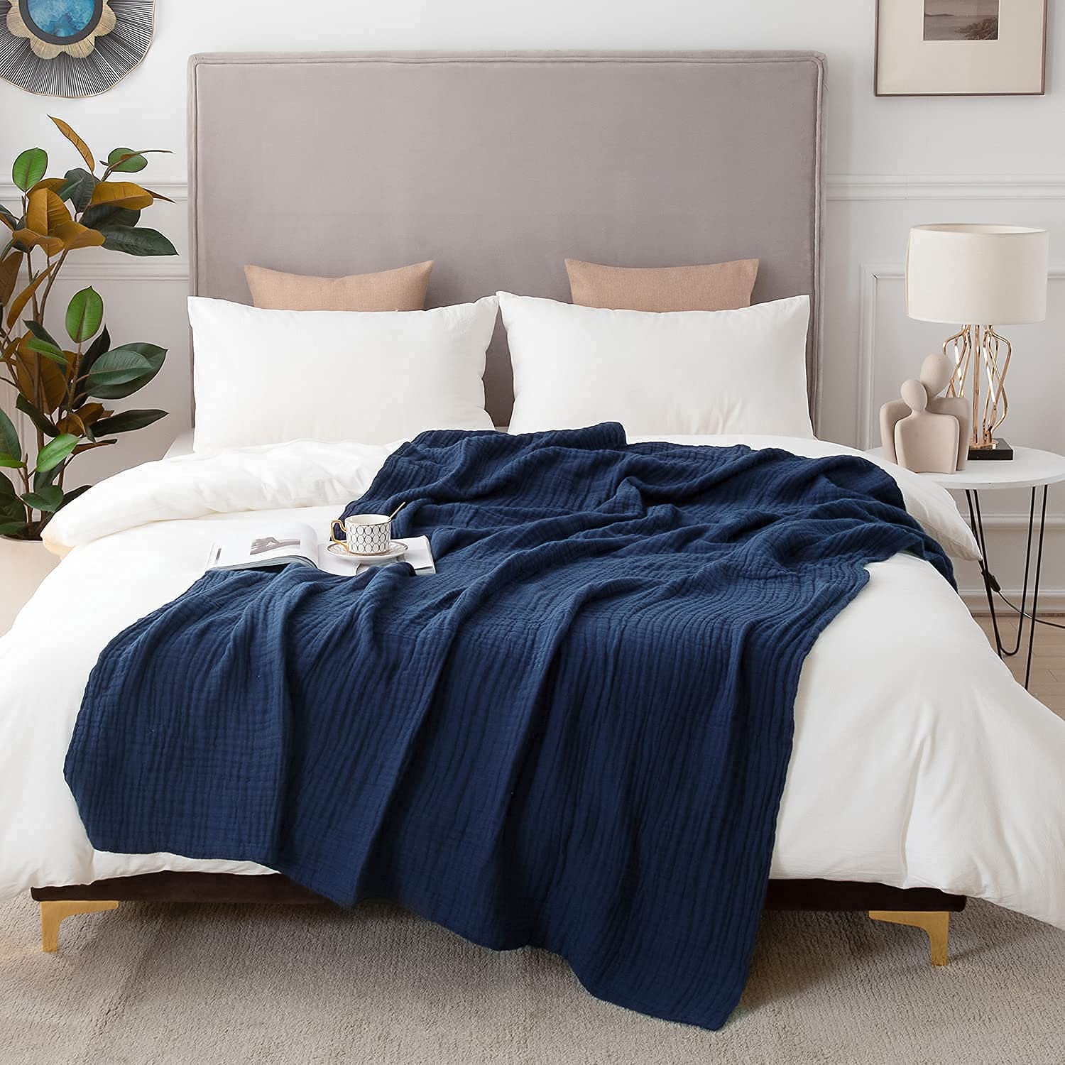Cotton Blanket Soft Muslin Throw Blanket for Couch Bed 4 & 6 Layers Breathable - Image 24