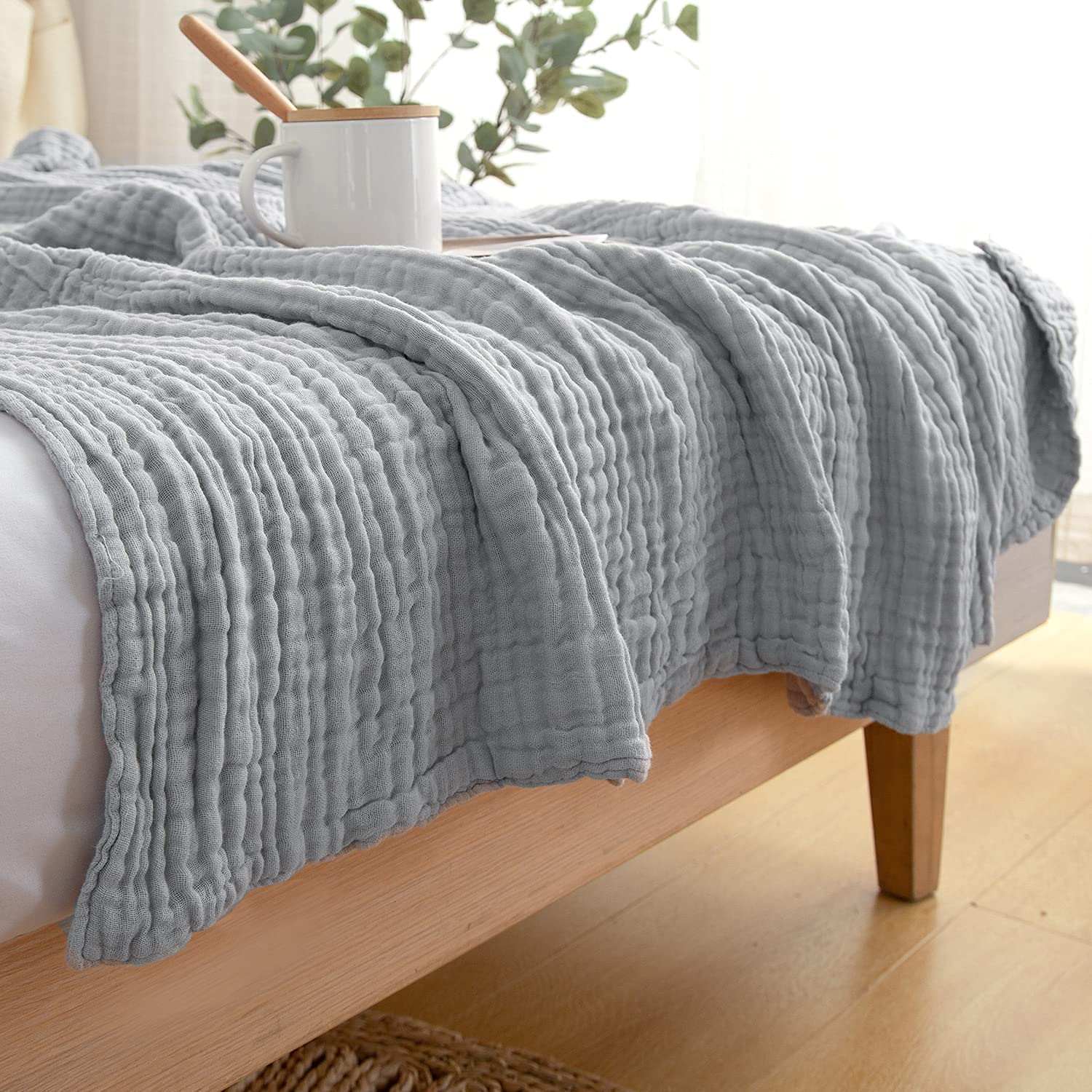 Cotton Blanket Soft Muslin Throw Blanket for Couch Bed 4 & 6 Layers Breathable - Image 32