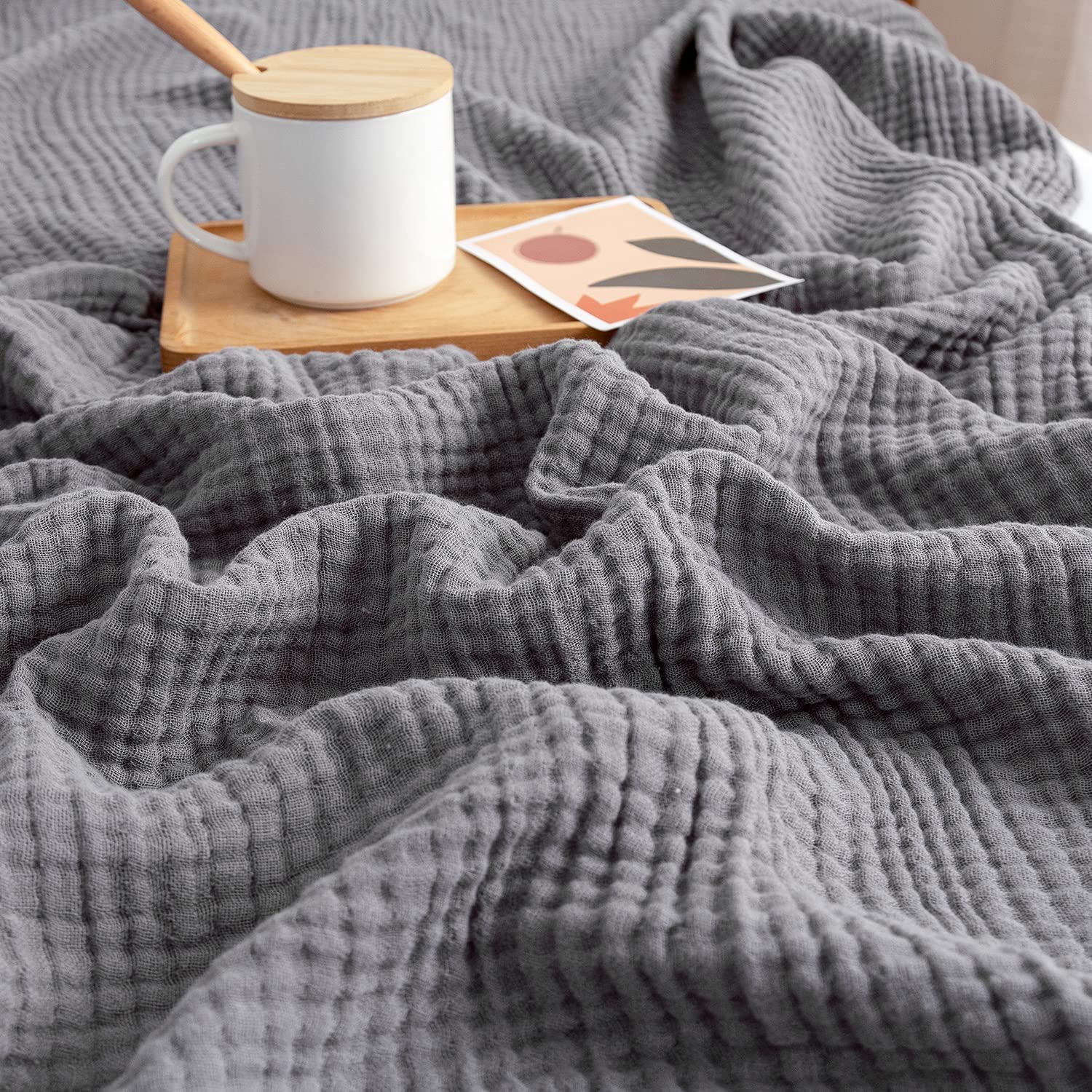 Cotton Blanket Soft Muslin Throw Blanket for Couch Bed 4 & 6 Layers Breathable - Image 14