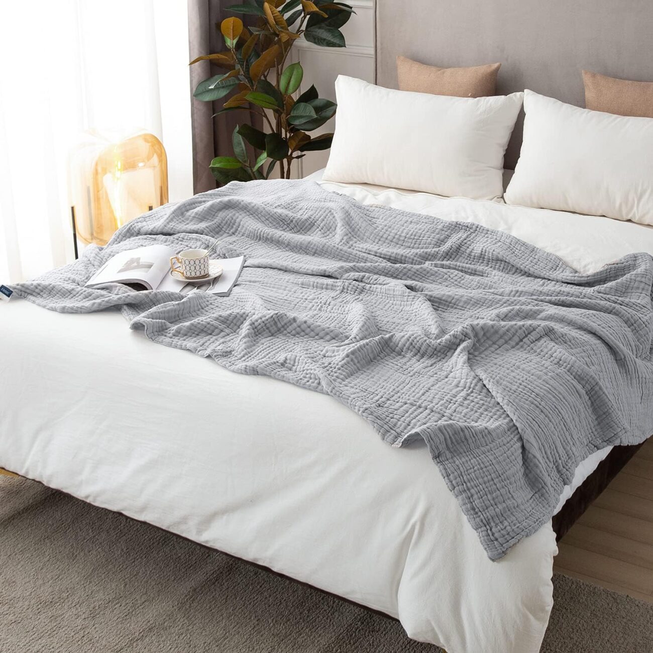 Cotton Blanket Soft Muslin Throw Blanket for Couch Bed 4 & 6 Layers Breathable - Image 30