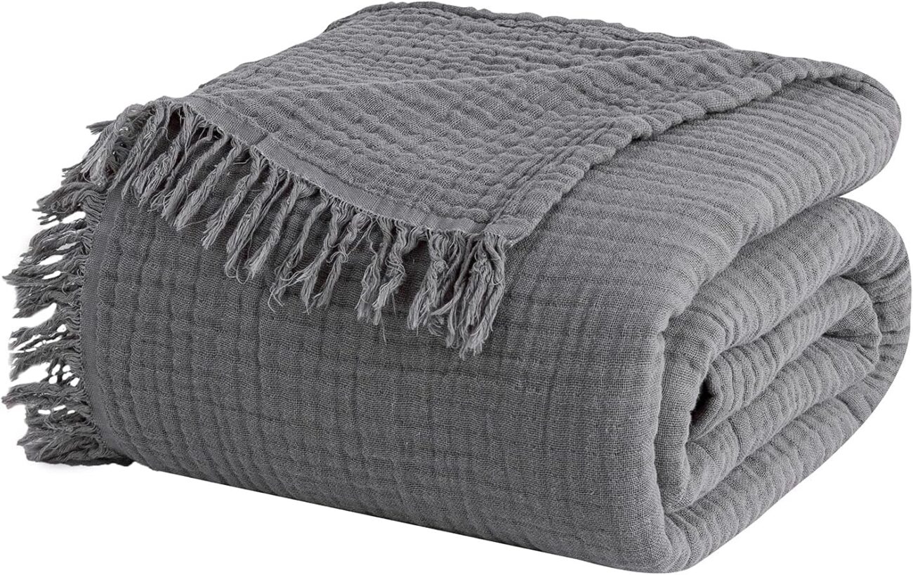 Cotton Blanket Soft Muslin Throw Blanket for Couch Bed 4 & 6 Layers Breathable - Image 18