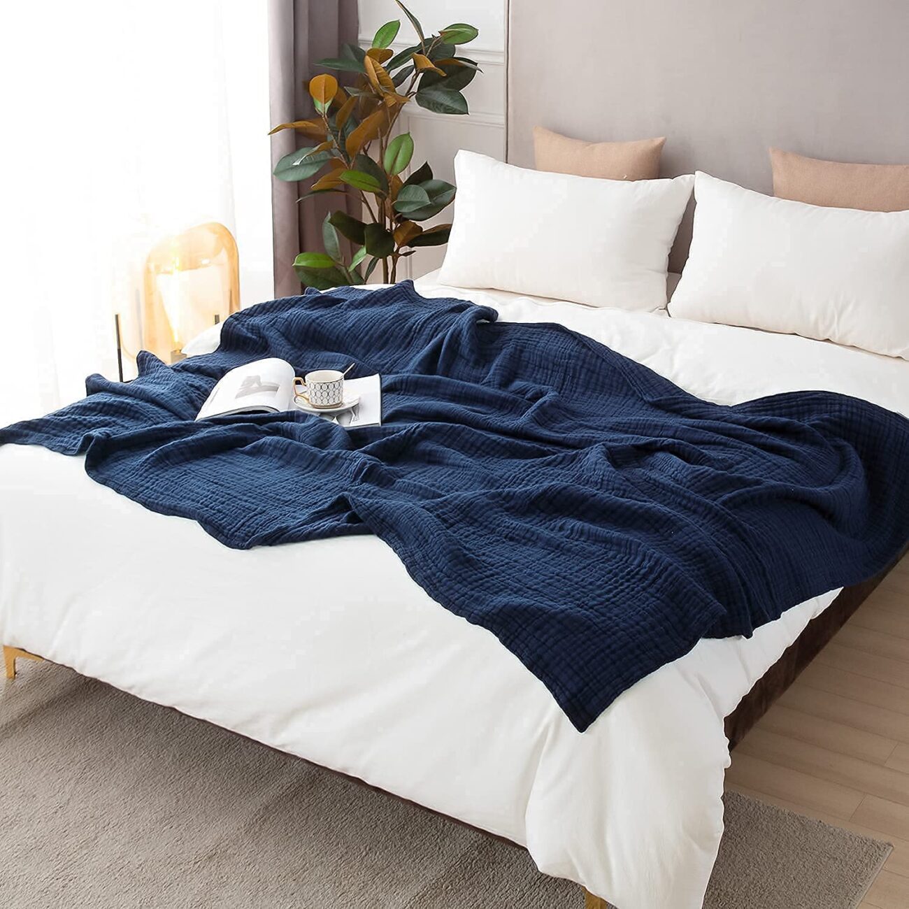 Cotton Blanket Soft Muslin Throw Blanket for Couch Bed 4 & 6 Layers Breathable - Image 22