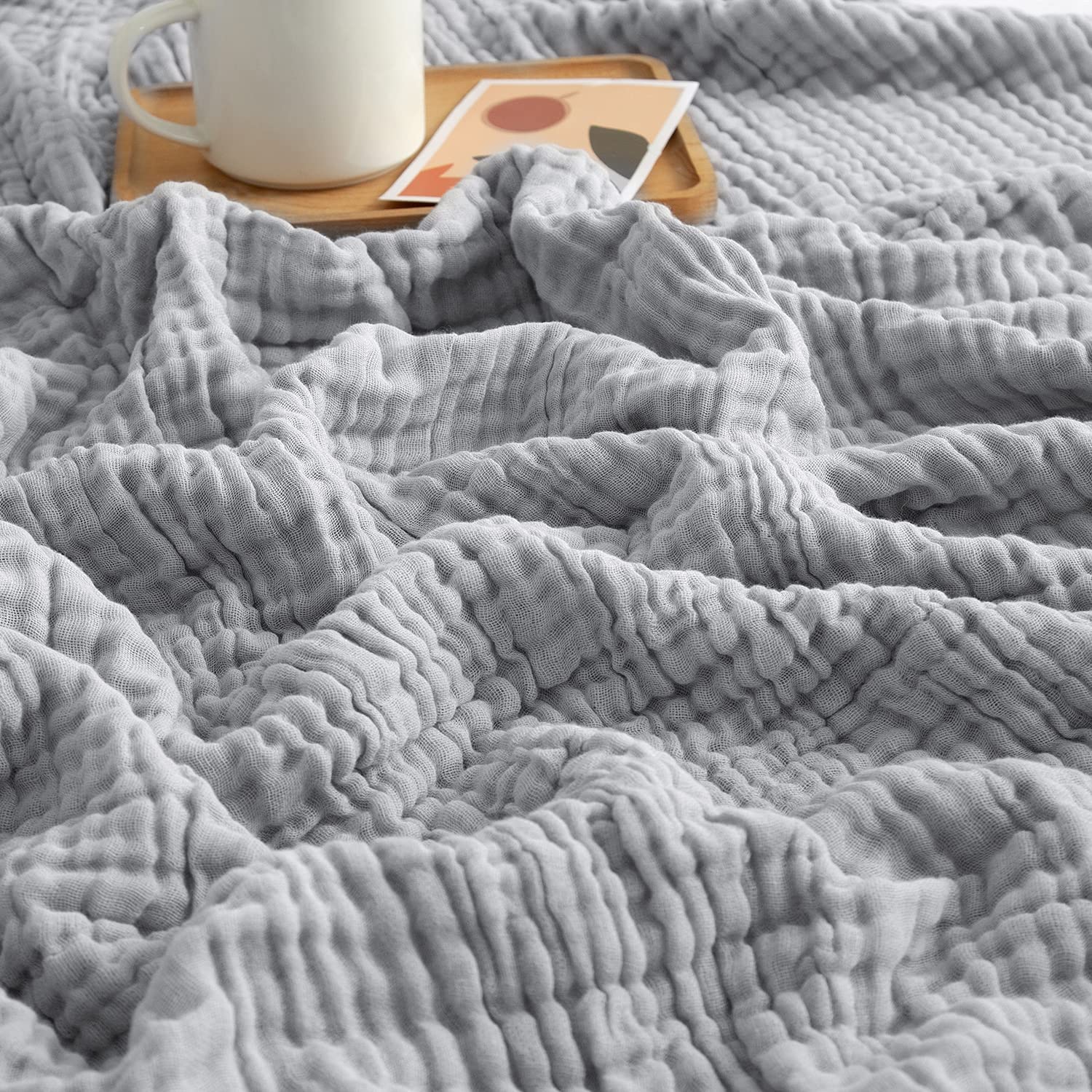 Cotton Blanket Soft Muslin Throw Blanket for Couch Bed 4 & 6 Layers Breathable - Image 28