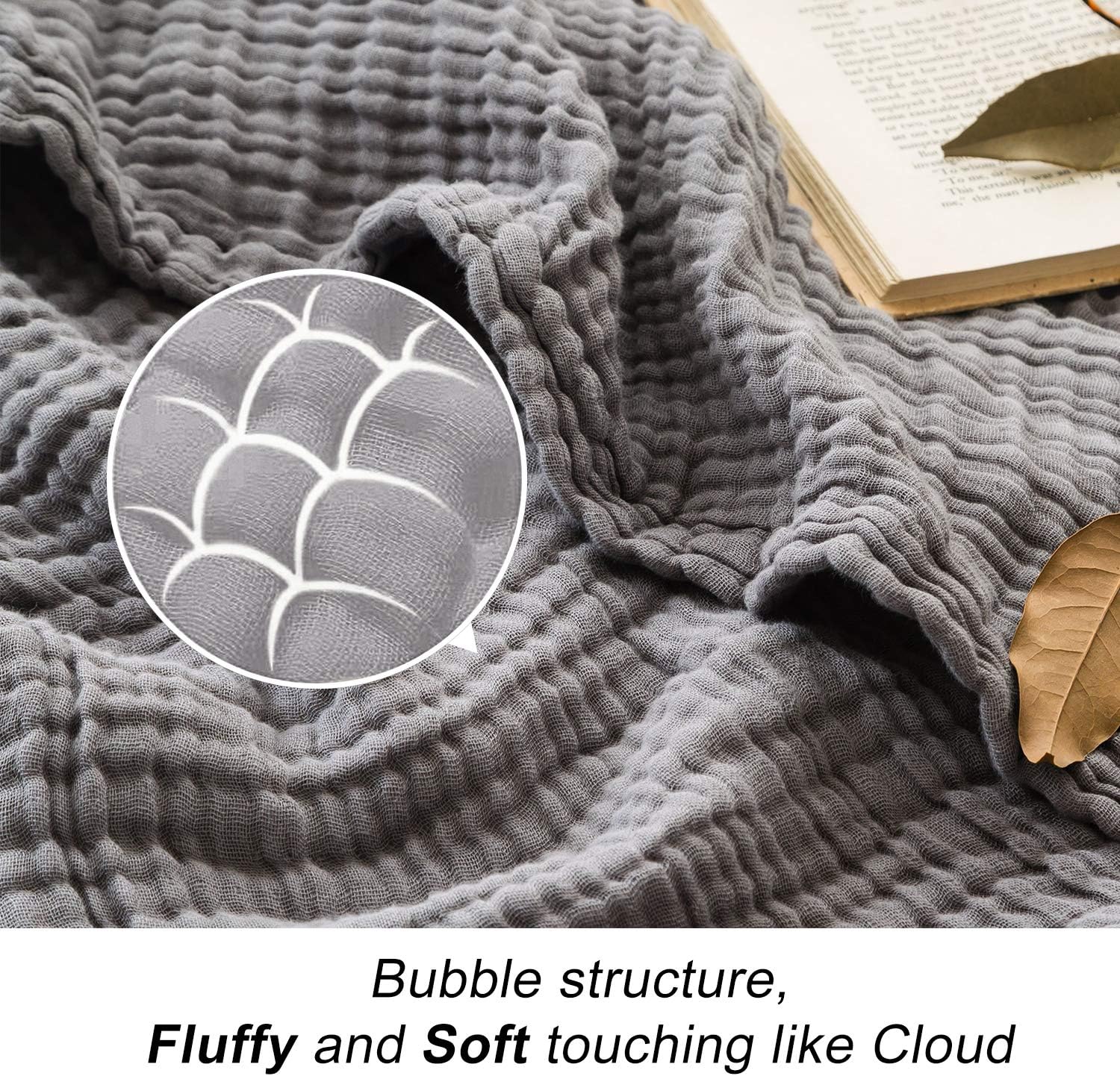Cotton Blanket Soft Muslin Throw Blanket for Couch Bed 4 & 6 Layers Breathable - Image 43