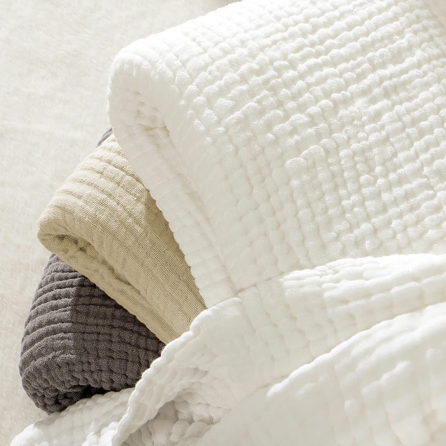 Cotton Blanket Soft Muslin Throw Blanket for Couch Bed 4 & 6 Layers Breathable - Image 44