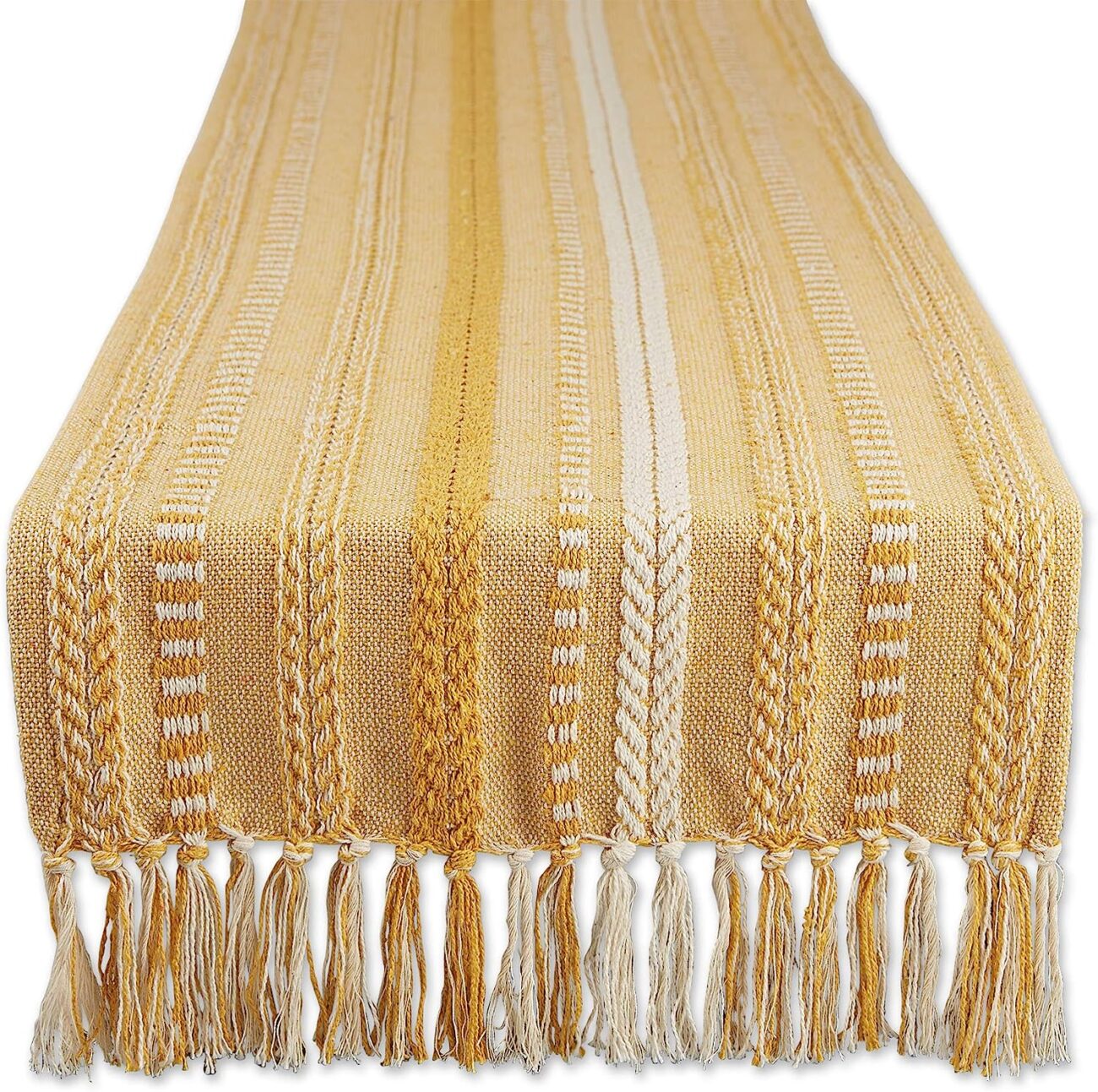 Hand Woven boho Stripe Table Runner Collection with  Fringe - Image 15