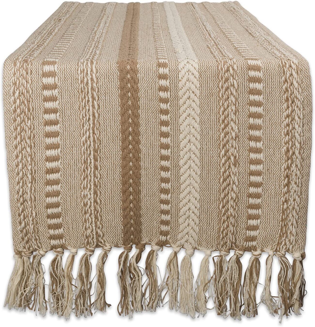 Hand Woven boho Stripe Table Runner Collection with  Fringe