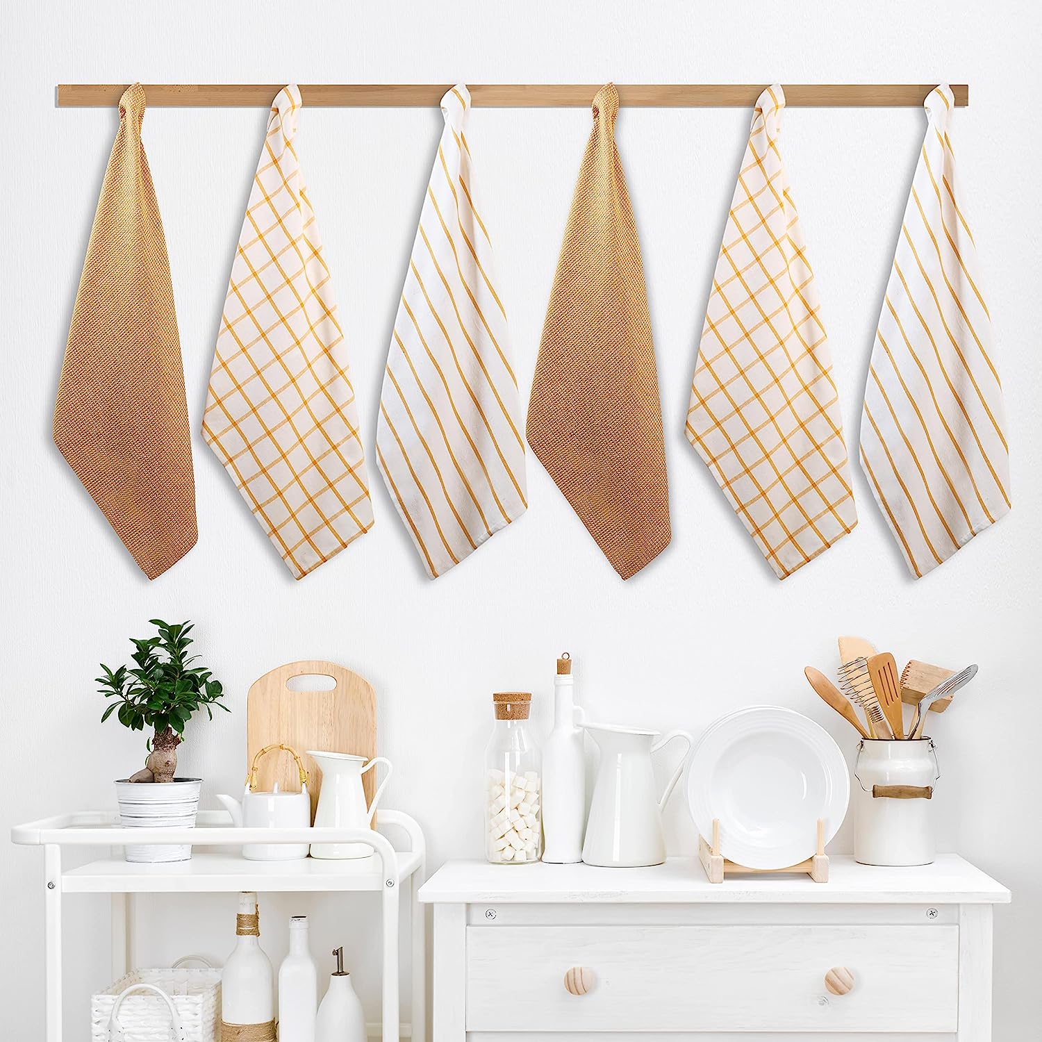 LINEN Kitchen Towels and Dishcloths Set -Cotton Dish Cloths, 18”x 28 - Image 40