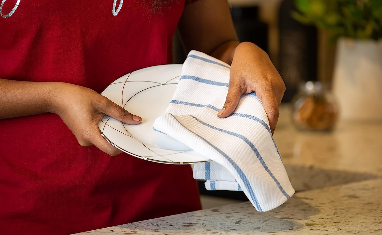 LINEN Kitchen Towels and Dishcloths Set -Cotton Dish Cloths, 18”x 28 - Image 9