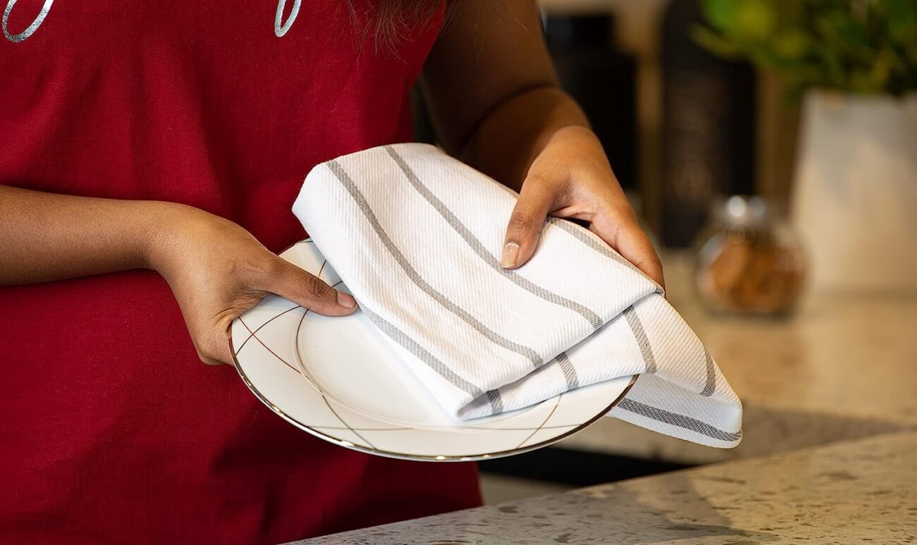 LINEN Kitchen Towels and Dishcloths Set -Cotton Dish Cloths, 18”x 28 - Image 36