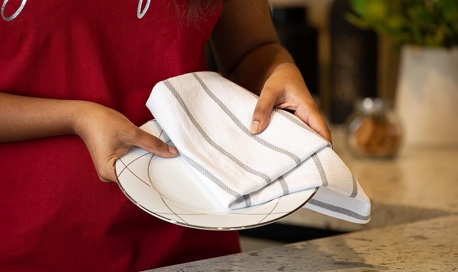 LINEN Kitchen Towels and Dishcloths Set -Cotton Dish Cloths, 18”x 28 - Image 36