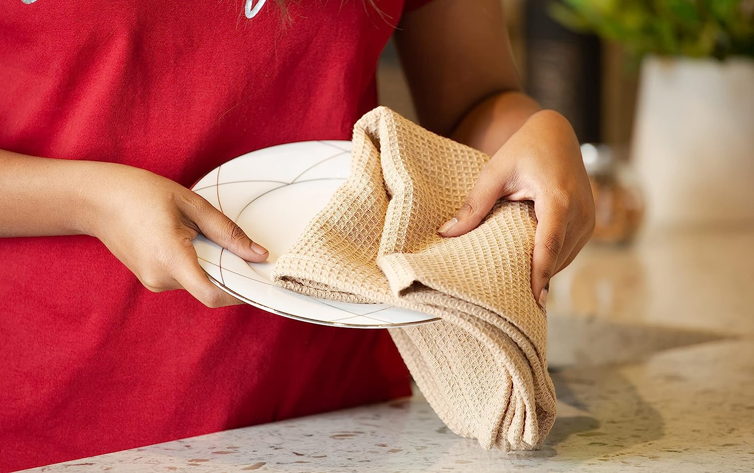 LINEN Kitchen Towels and Dishcloths Set -Cotton Dish Cloths, 18”x 28 - Image 17