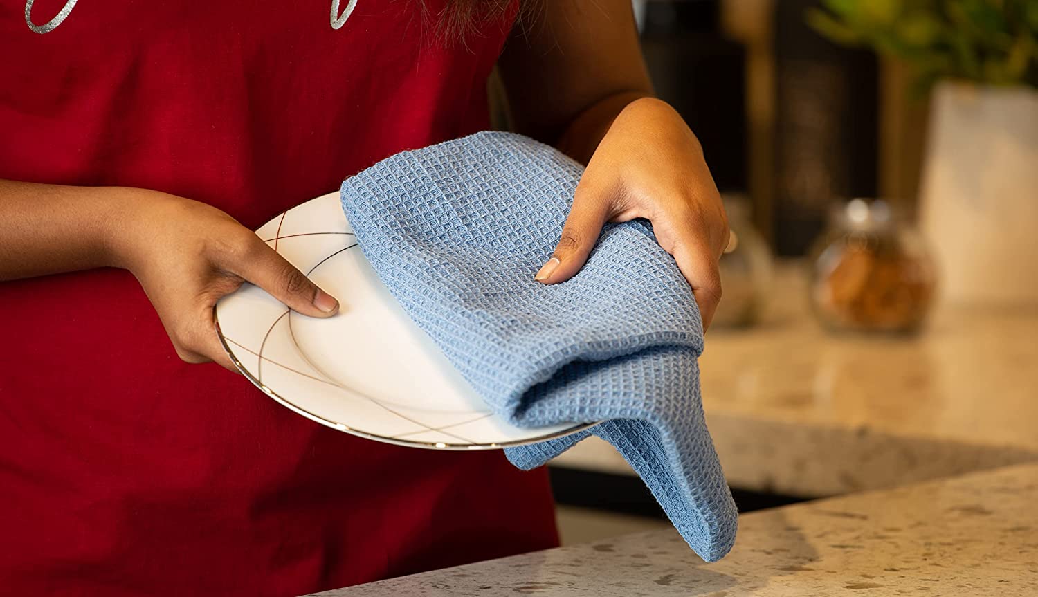 LINEN Kitchen Towels and Dishcloths Set -Cotton Dish Cloths, 18”x 28 - Image 7