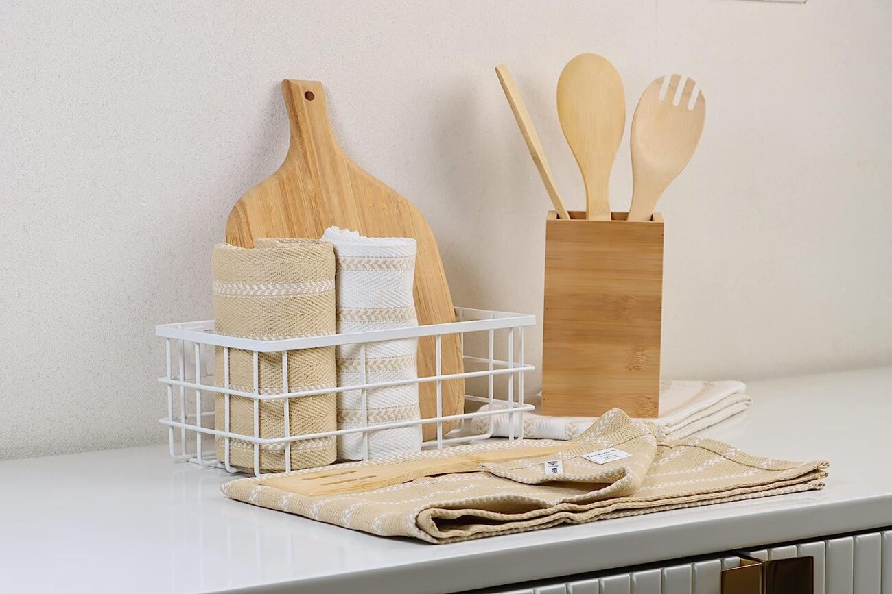 LINEN Kitchen Towels and Dishcloths Set -Cotton Dish Cloths, 18”x 28 - Image 48