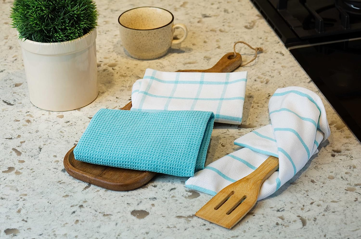 LINEN Kitchen Towels and Dishcloths Set -Cotton Dish Cloths, 18”x 28 - Image 24