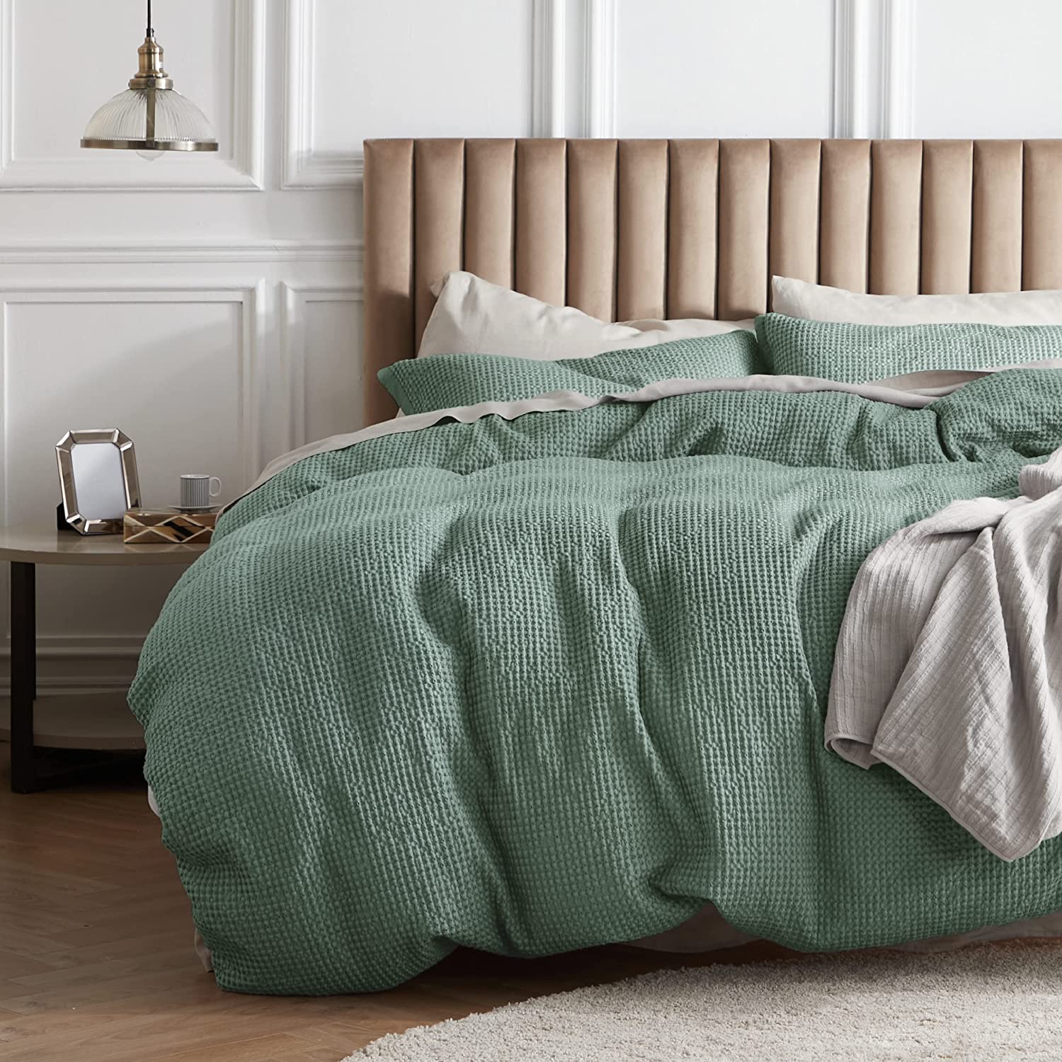 Nature4u 100% Cotton Waffle Weave Duvet Cover set, Soft and Breathable Set of 3 - Image 41