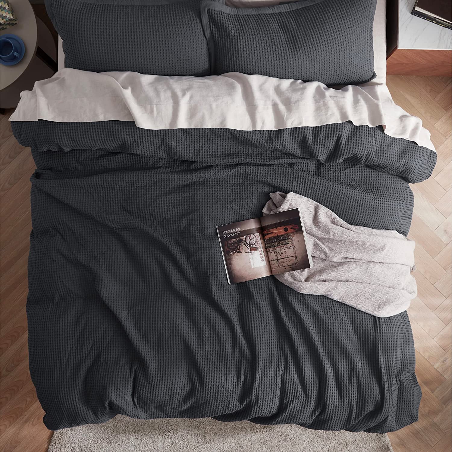 Nature4u 100% Cotton Waffle Weave Duvet Cover set, Soft and Breathable Set of 3 - Image 22